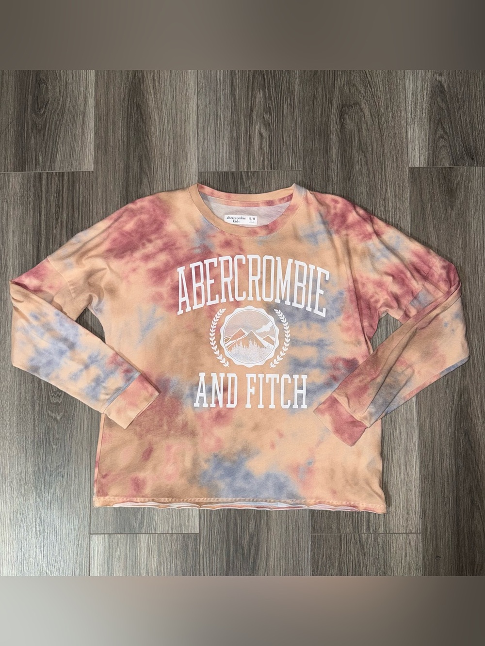 Abercrombie Kids Tie Dye Long Sleeve Logo Shirt Size 15/16 Camp Summer Beach